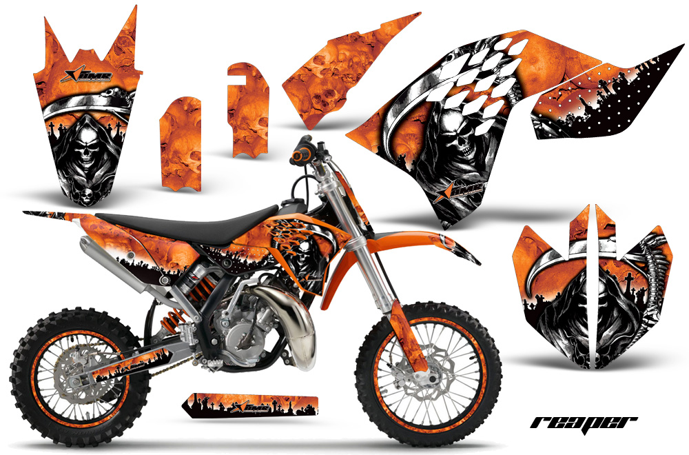 KTM 65 2009 2012 Graphics Kit Reaper Orange Install NPs